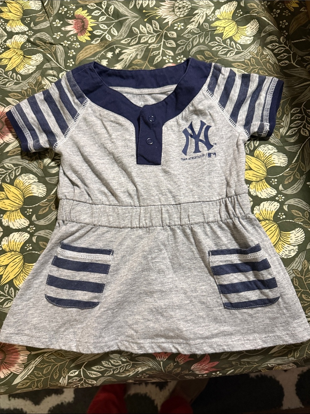Girls' Gray & Navy Striped Casual Dress